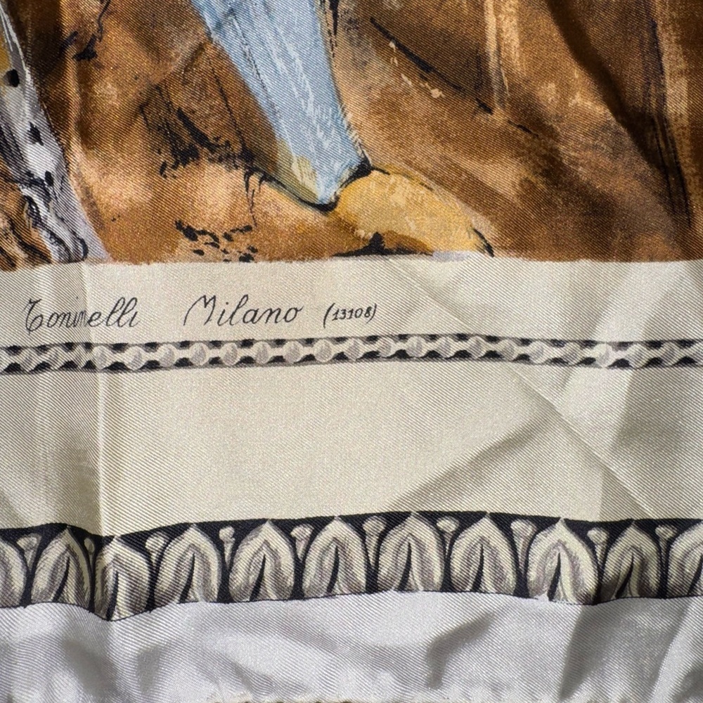 Paolo Veronesc Silk Blend Printed Neck Scarf Milano Renaissance Print 33x32” - Picture 6 of 9